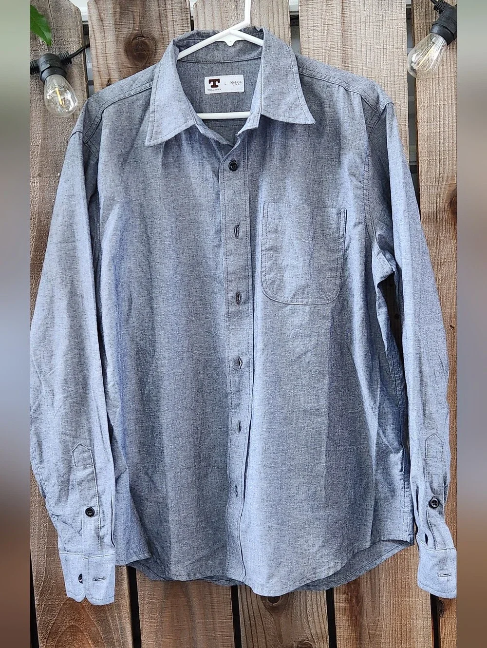 🔥 Tellason Lightweight Chambray Button-Up Work Shirt – Made in USA – Size Large - Picture 1 of 5